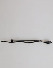 Dolce & Gabbana Black Brass Crystal Spilla Serpente Mens Brooch Pin