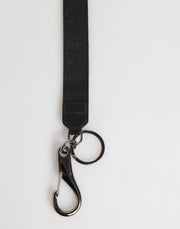 Dolce & Gabbana Black Yellow Polyester DG Logo Silver Keychain Keyring