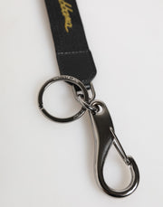 Dolce & Gabbana Black Yellow Polyester DG Logo Silver Keychain Keyring