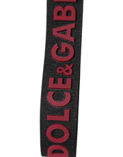 Dolce & Gabbana Black Red DG Logo Polyester Silver Men Keychain Keyring