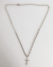 Dolce & Gabbana Silver Tone Brass Chain Religious Cross Pendant Necklace