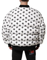 Dolce & Gabbana White DG Monogram Full Zip Quilted Jacket