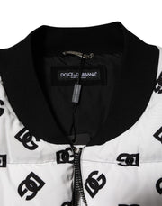 Dolce & Gabbana White DG Monogram Full Zip Quilted Jacket