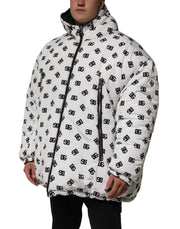 Dolce & Gabbana White DG Monogram Hooded Puffer Jacket