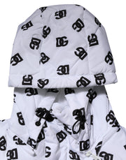 Dolce & Gabbana White DG Monogram Hooded Quilted Jacket