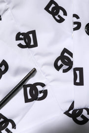 Dolce & Gabbana White DG Monogram Hooded Quilted Jacket