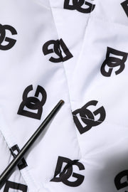 Dolce & Gabbana White DG Monogram Hooded Quilted Jacket