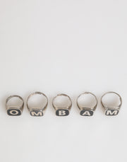 Dolce & Gabbana Silver Tone Brass Lettering Set 5 Pieces Adjustable Ring