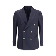 Lardini Blue Fleece Wool Blazer