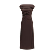 Staud Brown Silk Cocktail Dress