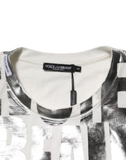 Dolce & Gabbana White Metallic Print Cotton CrewNeck T-shirt