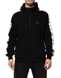 Dolce & Gabbana Black Cotton Plaque Track Cardigan Sweater