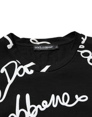 Dolce & Gabbana Black Logo Print Cotton Crew Neck T-shirt