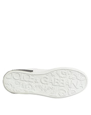 Dolce & Gabbana White Black Leather Portofino Sneaker Shoes