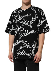 Dolce & Gabbana Black Logo Print Cotton Crew Neck  T-shirt