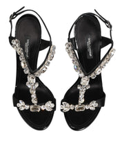 Dolce & Gabbana Black Keira Crystals Heels Sandals Shoes