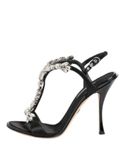 Dolce & Gabbana Black Keira Crystals Heels Sandals Shoes
