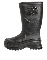 Dolce & Gabbana Metallic Black Pull On Rain Boots Men Shoes