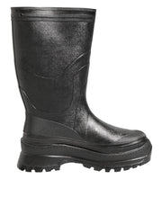 Dolce & Gabbana Metallic Black Pull On Rain Boots Men Shoes