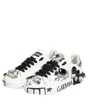 Dolce & Gabbana White Portofino Crystal Sneakers  Shoes