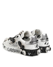 Dolce & Gabbana White Portofino Crystal Sneakers  Shoes