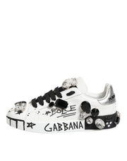 Dolce & Gabbana White Portofino Crystal Sneakers  Shoes