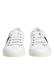 Dolce & Gabbana White Crown Bee Leather Low Top Sneakers Shoes
