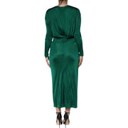 Dolce & Gabbana Dark Green Viscose Long Sleeve Midi Dress