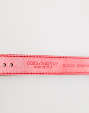 Dolce & Gabbana Red Exotic Leather Gold Tone Metal Buckle Women Armband