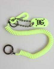 Dolce & Gabbana Green Springy Key Holder DG Logo Men's Keychain Keyring