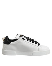 Dolce & Gabbana White Leather Portofino Lace Up Sneakers Shoes