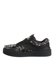 Dolce & Gabbana Black Leather Studded Low Top Sneakers Shoes