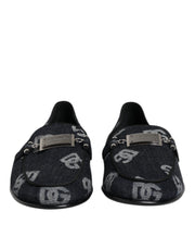Dolce & Gabbana Blue Logo Cotton Loafers Formal Dress Shoes
