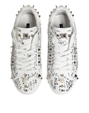 Dolce & Gabbana White Portofino Studded Men Sneakers Shoes