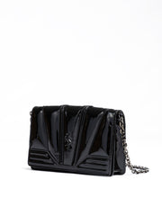 Ferrari Black GT patent leather bag with chain