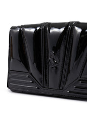 Ferrari Black GT patent leather bag with chain