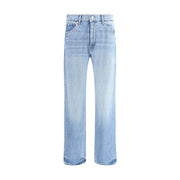 7FOR Light Blue Cotton Straight-Leg Jeans