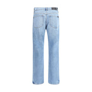 7FOR Light Blue Cotton Straight-Leg Jeans