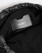 Dolce & Gabbana Black Cashmere Knitted Leather Shoulder Women Borse Bag