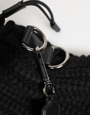 Dolce & Gabbana Black Cashmere Knitted Leather Shoulder Women Borse Bag