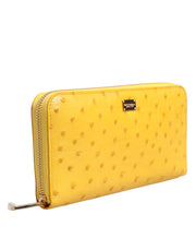 Dolce & Gabbana Yellow Leather Logo Plaque Zip Around Continental Wallet