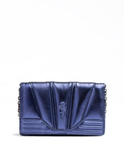 Ferrari Metal blue GT patent leather bag with chain