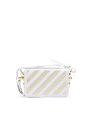 Off-White White/Gold  Metallic Stripe Mini Crossbody Bag