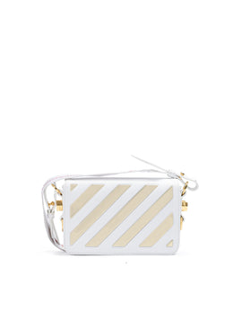 Off-White White/Gold  Metallic Stripe Mini Crossbody Bag