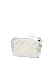 Off-White White/Gold  Metallic Stripe Mini Crossbody Bag