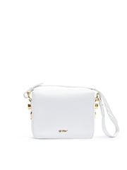 Off-White White/Gold  Metallic Stripe Crossbody Bag