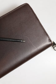 Dolce & Gabbana Brown Calfskin Leather Logo Zip Around Continental Wallet