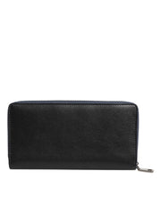 Dolce & Gabbana Black Blue Exotic Leather Men Continental Clutch Wallet