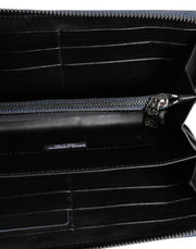 Dolce & Gabbana Black Blue Exotic Leather Men Continental Clutch Wallet