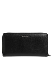 Dolce & Gabbana Black Leather #DGFAMILY Zipper Continental Mens Wallet